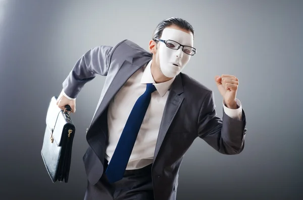 Conceito de espionato industrial com empresário mascarado — Fotografia de Stock
