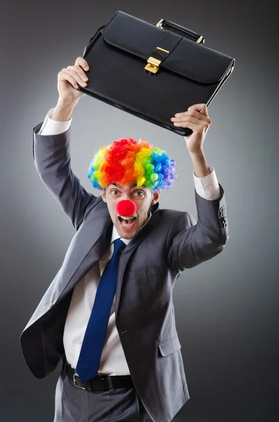 Clown affärsman i funny affärsidé — Stockfoto