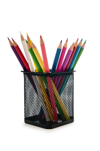 Elszigetelt fehér színes ceruzák — Stock Fotó