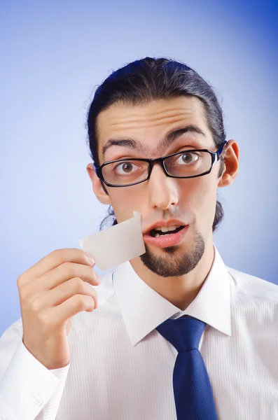Бизнесмен с запечатанными губами — стоковое фото