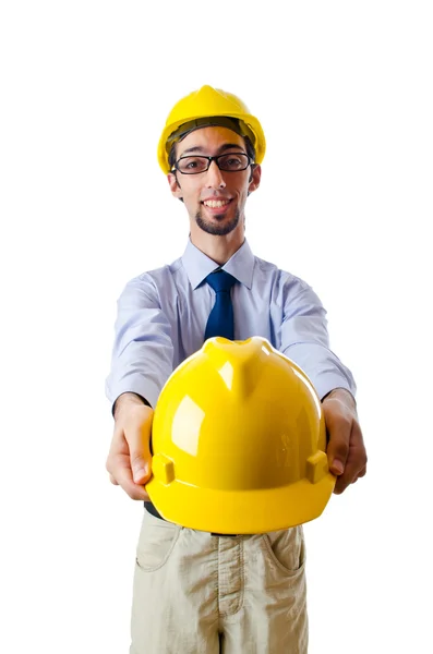 Концепція безпеки будівництва з будівельником — стокове фото