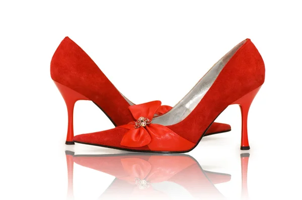Eleganti scarpe rosse sul bianco — Foto Stock