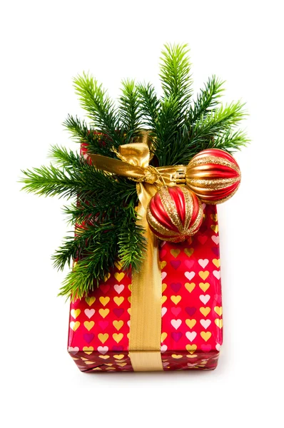 Concetto natalizio con decorazione e confezione regalo — Foto Stock