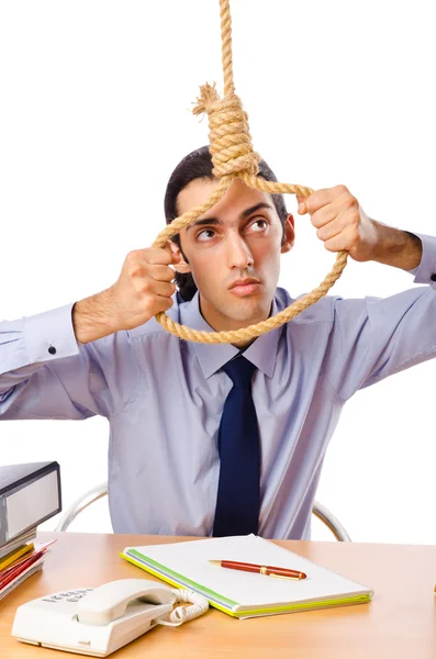 Empresario con pensamientos de suicidio — Foto de Stock