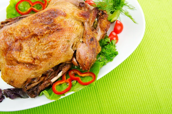Roasted turkey on the festive table — Stock Photo, Image