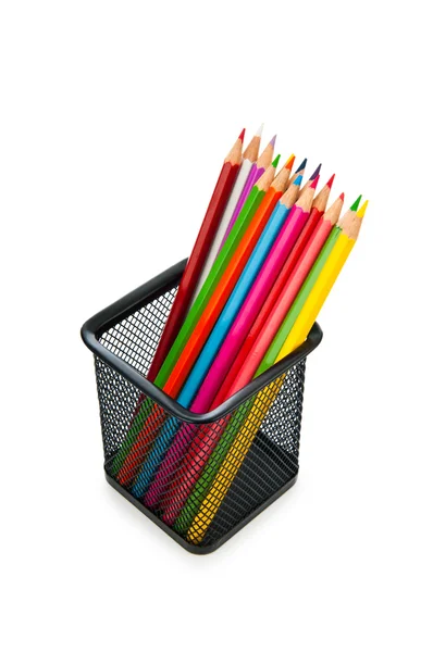 Kleurrijke potloden geïsoleerd op de witte — Stockfoto