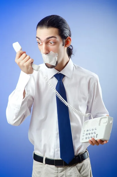 Uomo d'affari con le labbra sigillate — Foto Stock
