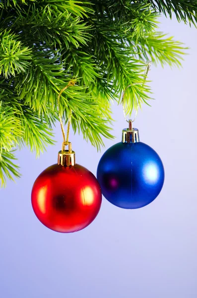Grannlåt på julgran i firandet koncept — Stockfoto