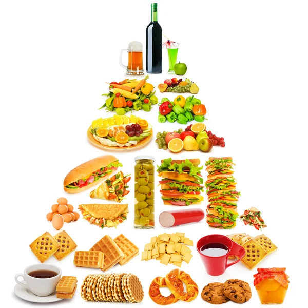 Pirâmide alimentar com muitos itens — Fotografia de Stock