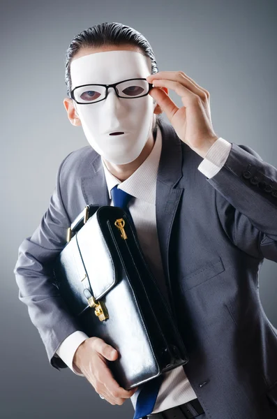 Industrial espionate concept with masked businessman Royalty Free Stock Photos
