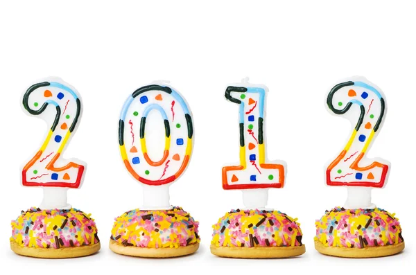 2012 gemaakt met taart kaarsen — Stockfoto