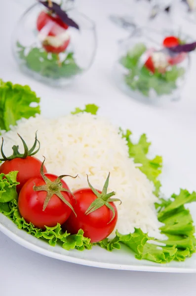 Plain rice served in the plate — Stock Photo, Image