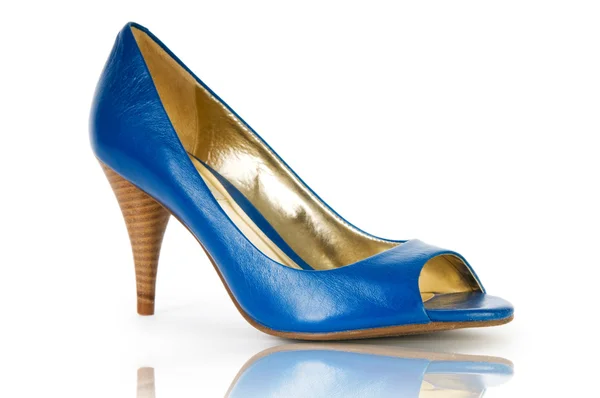 Elegancki niebieskie buty na białej — Zdjęcie stockowe