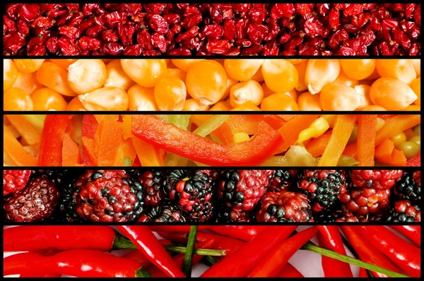 Collage de muchas frutas y verduras —  Fotos de Stock