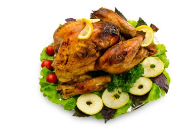 Turkey roasted and served in the plate clipart