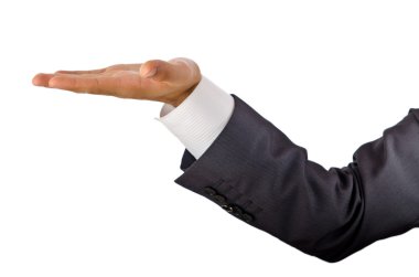 Businessman holding empty hands clipart