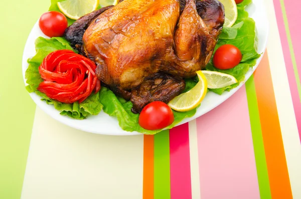 stock image Roasted turkey on the festive table