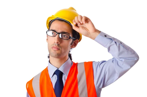 青年建筑工人与硬顶帽子 — 图库照片
