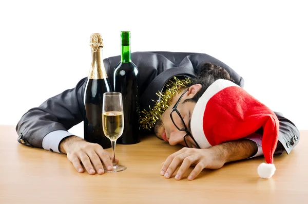 Homme d'affaires ivre après la fête de Noël de bureau — Photo