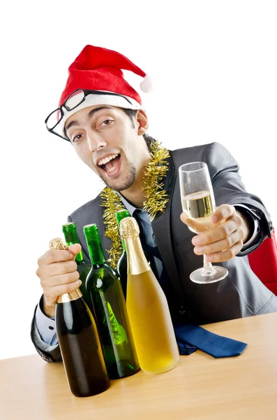 Drunken businessman after office christmas party — Stock Photo, Image