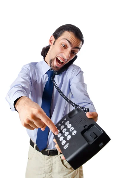 Злой бизнесмен по телефону — стоковое фото