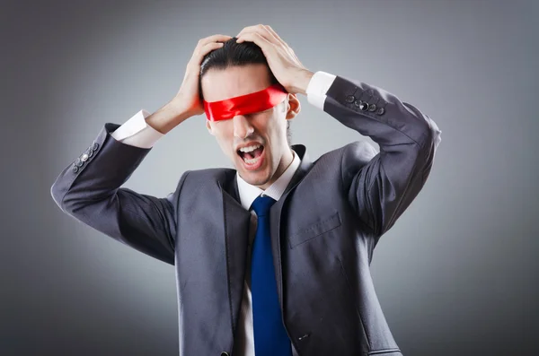 Businessman blinded by red tape — Stock Photo, Image