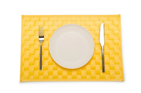 Platos y utensilios servidos en la mesa —  Fotos de Stock