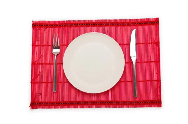 Platos y utensilios servidos en la mesa —  Fotos de Stock