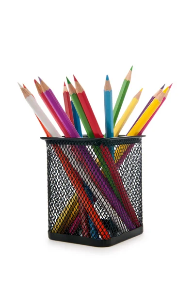 Elszigetelt fehér színes ceruzák — Stock Fotó