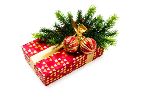 Koncepcja Bożego Narodzenia z dekoracji i pudełka prezentów — Zdjęcie stockowe