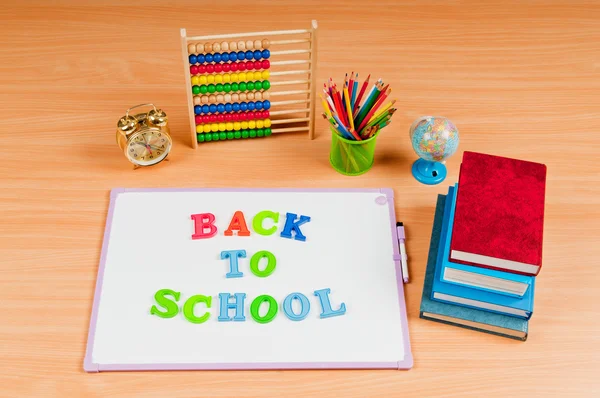 School items on the desk — Stock Photo, Image