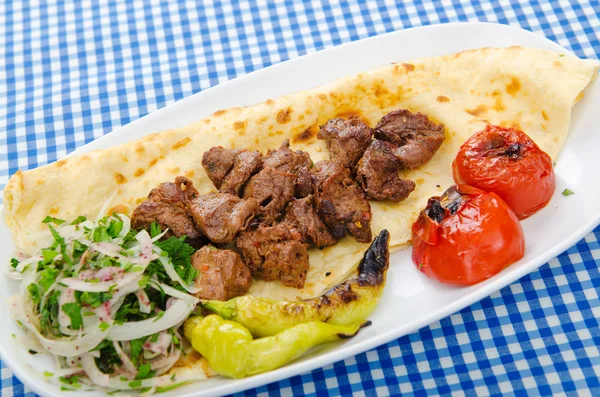 stock image Kebab served in the plate