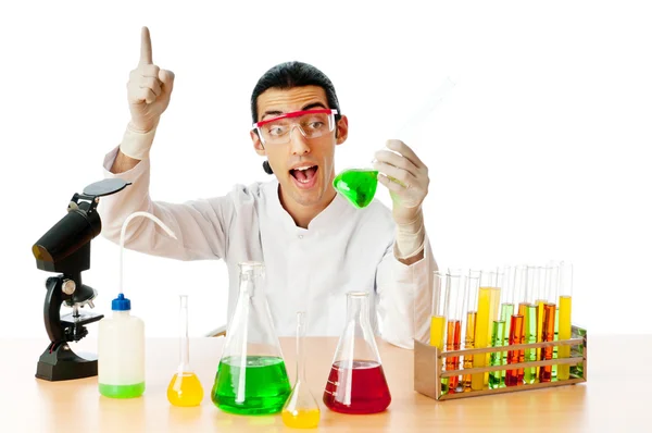 Estudiante trabajando en el laboratorio químico Imagen De Stock