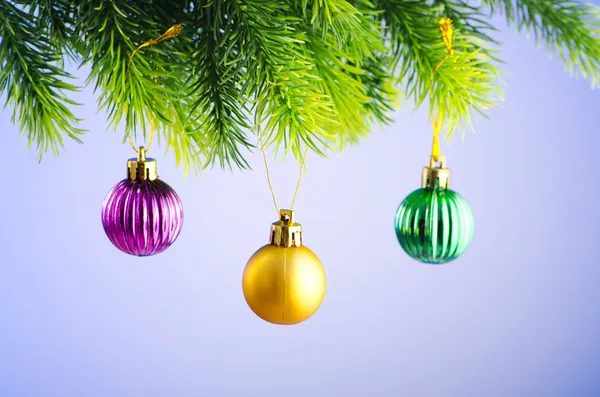 Baubles on christmas tree in celebration concept Stock Image