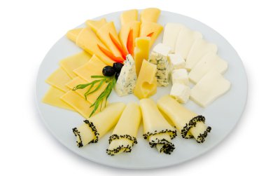 Cheese platter with selection clipart