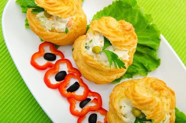 Russian salad served in profiterole — Stock Photo, Image