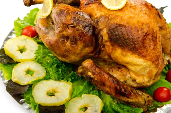 Turecko pečené a podávané na talíři — Stock fotografie