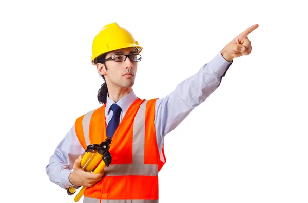 Jeune ouvrier de la construction avec chapeau dur — Photo