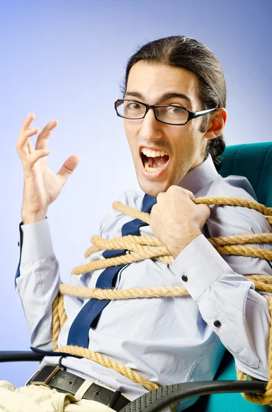 Jungunternehmer mit Seil gefesselt — Stockfoto
