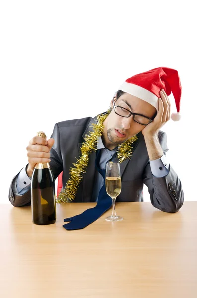 П'яний бізнесмен після офісної різдвяної вечірки — стокове фото