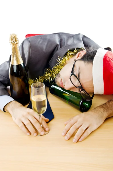 Részeg üzletember Hivatal karácsonyi buli után — Stock Fotó