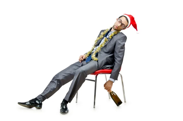 Μεθυσμένος υπάλληλος γραφείου μετά το χριστουγεννιάτικο πάρτι — Φωτογραφία Αρχείου