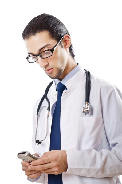 Mannelijke arts met stethoscoop geïsoleerd — Stockfoto