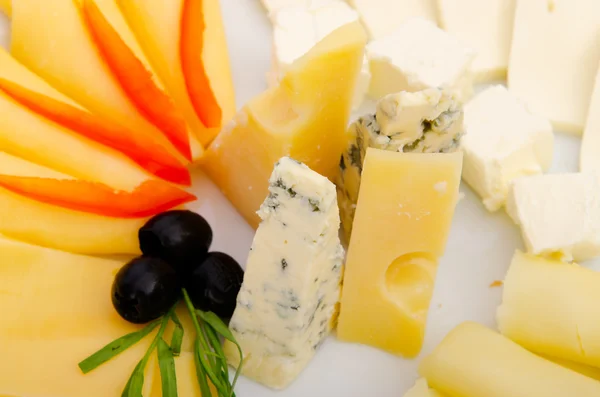 Cheese platter with selection — Stock Photo, Image