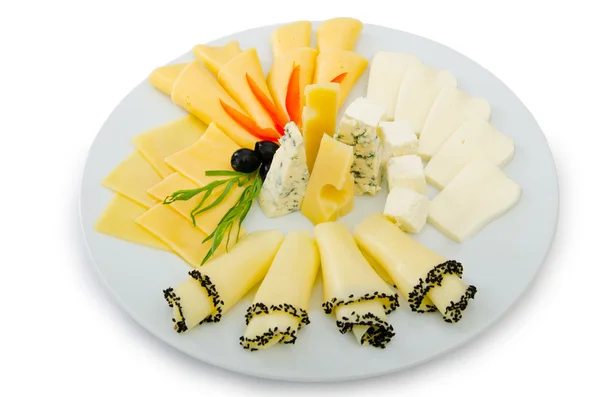 Cheese platter with selection — Stock Photo, Image