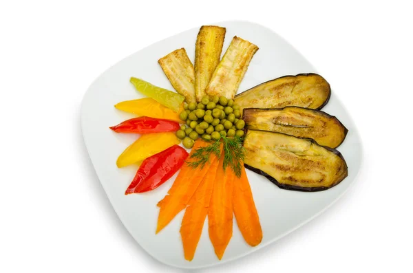 Verdure grigliate servite nel piatto — Foto Stock