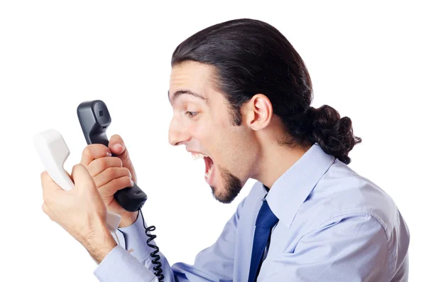 Zły biznesmen na telefon — Zdjęcie stockowe
