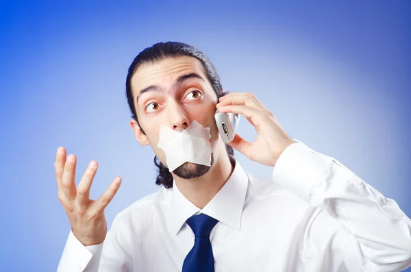 Businessman with his lips sealed — Stock Photo, Image