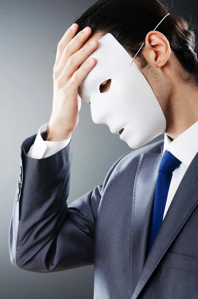 Industrial espionate concept with masked businessman — Stock Photo, Image