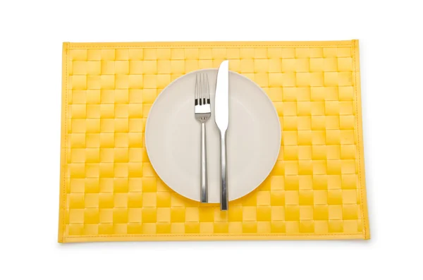 Plate and utensils served on table — Stock Photo, Image